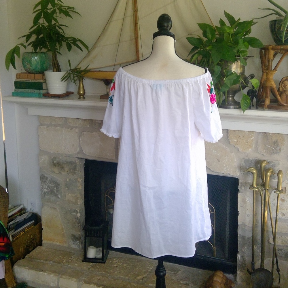 South Main embroidered cotton off shoulder dress - Picture 4 of 6